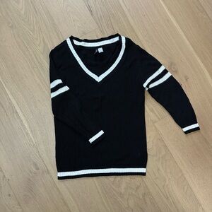 Black and White V-Neck Sweater